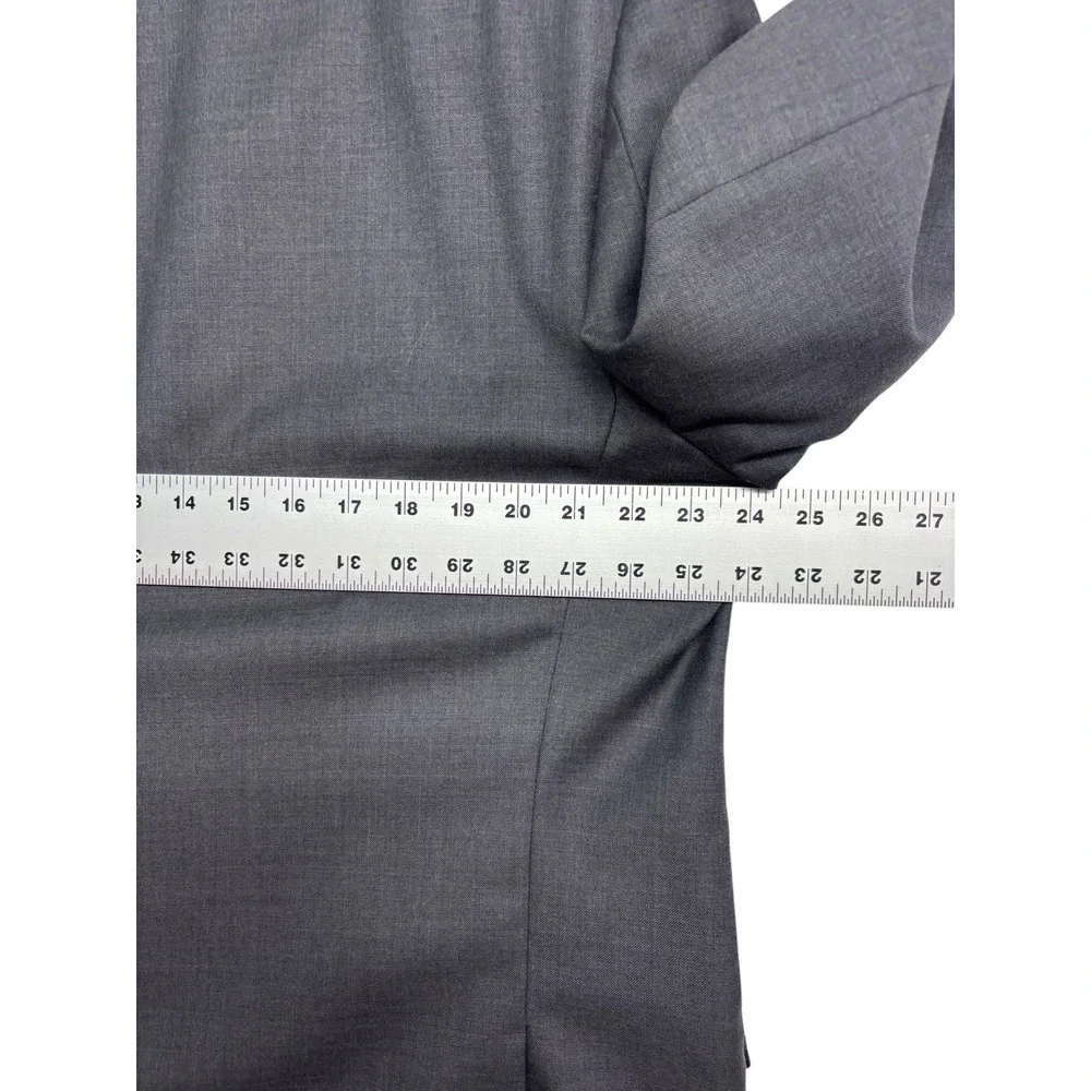 Joseph Abboud 46R 38x32 Gray 2pc Pant Suit 100% Wool Flat Front Two Button Mens